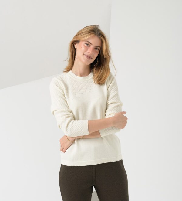 Eleganten pleten pulover bele barve